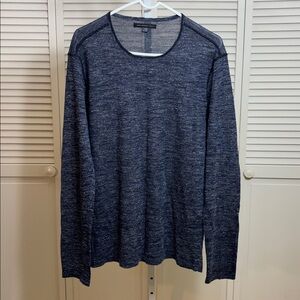 John Varvatos Star Blue Lightweight Acrylic & Linen Blend Sweater Large